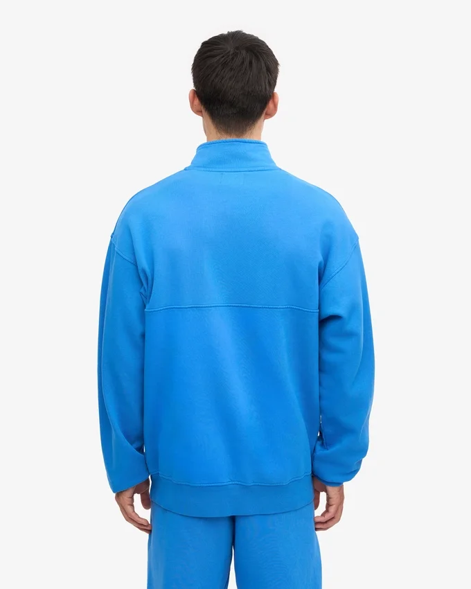 Bio-Pullover mit Troyer – Pazifikblau