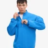 Bio-Pullover mit Troyer – Pazifikblau