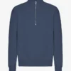 Bio-Pullover mit Troyer – Petrolblau
