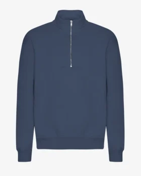 Bio-Pullover mit Troyer – Petrolblau