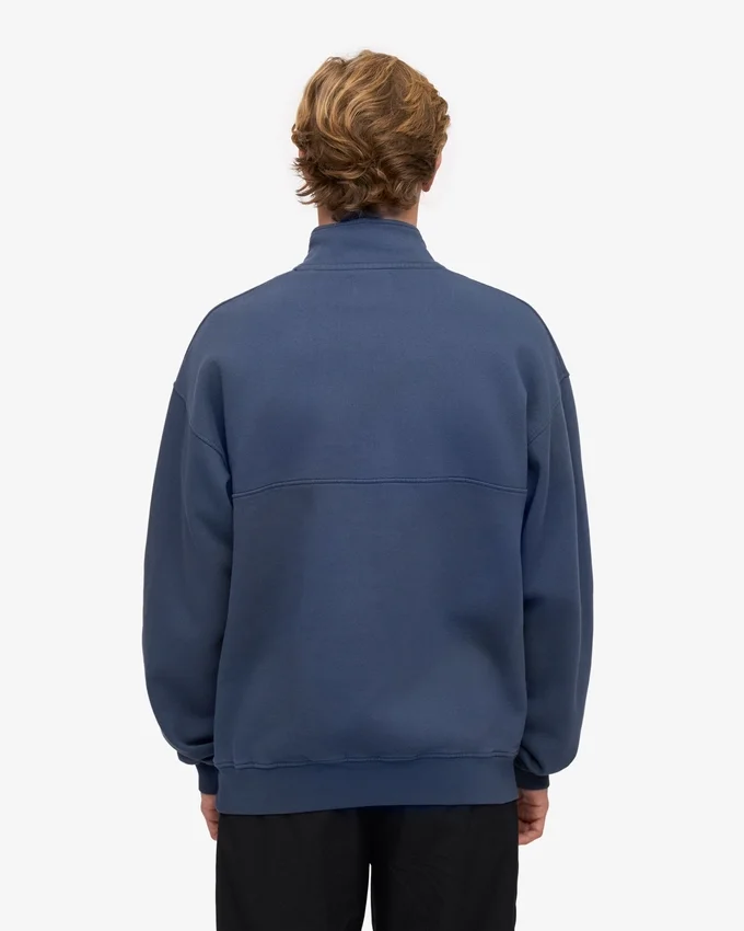 Bio-Pullover mit Troyer – Petrolblau