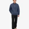 Bio-Pullover mit Troyer – Petrolblau