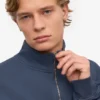 Bio-Pullover mit Troyer – Petrolblau