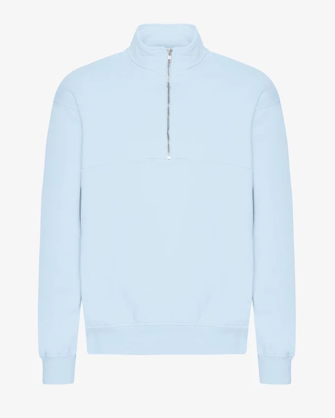 Bio-Pullover mit Troyer – Polar-Blau