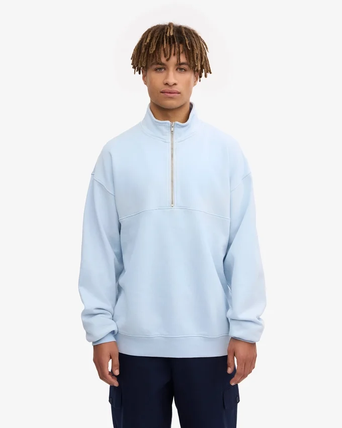 Bio-Pullover mit Troyer – Polar-Blau