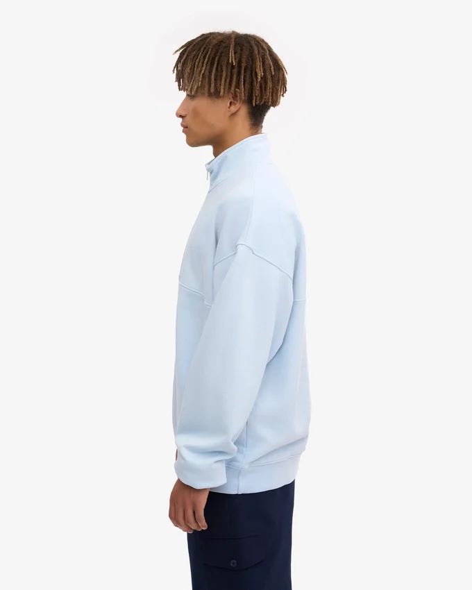 Bio-Pullover mit Troyer – Polar-Blau