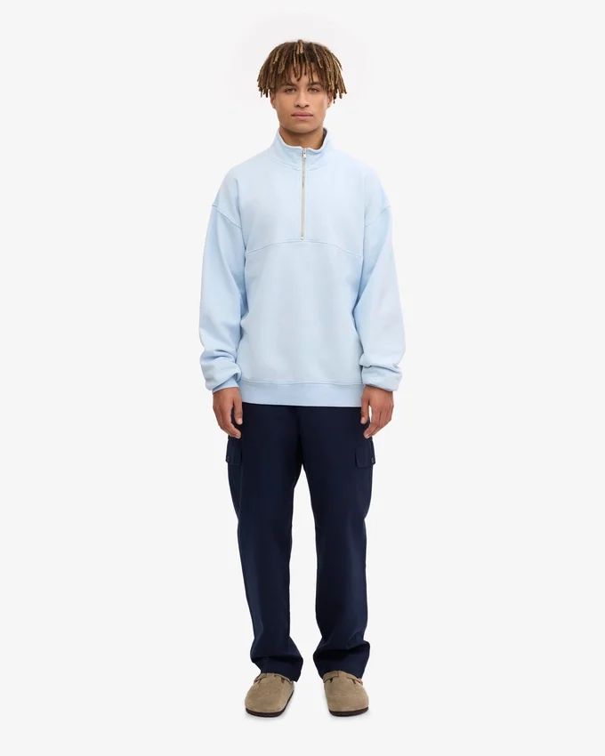 Bio-Pullover mit Troyer – Polar-Blau