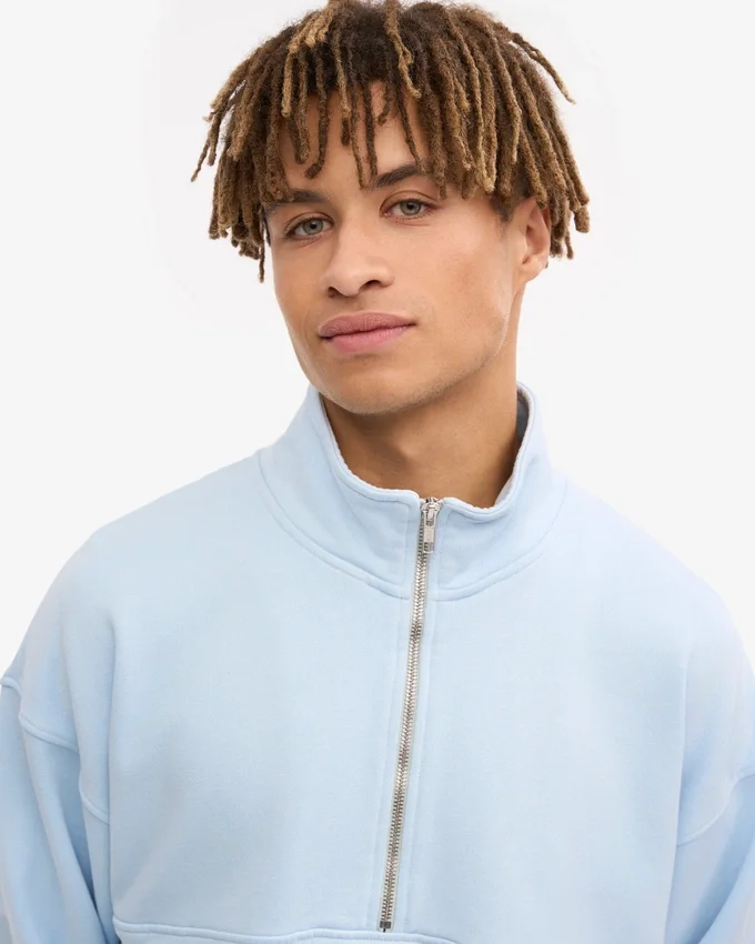 Bio-Pullover mit Troyer – Polar-Blau