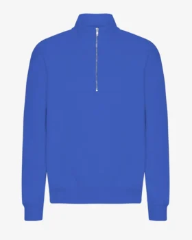 Bio-Pullover mit Troyer – Saphirblau