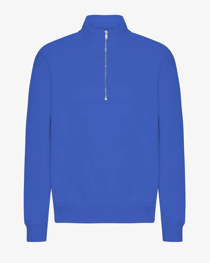 Bio-Pullover mit Troyer – Saphirblau