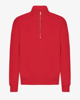 Bio-Pullover mit Troyer – Scharlachrot