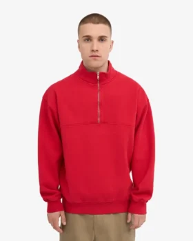 Bio-Pullover mit Troyer – Scharlachrot