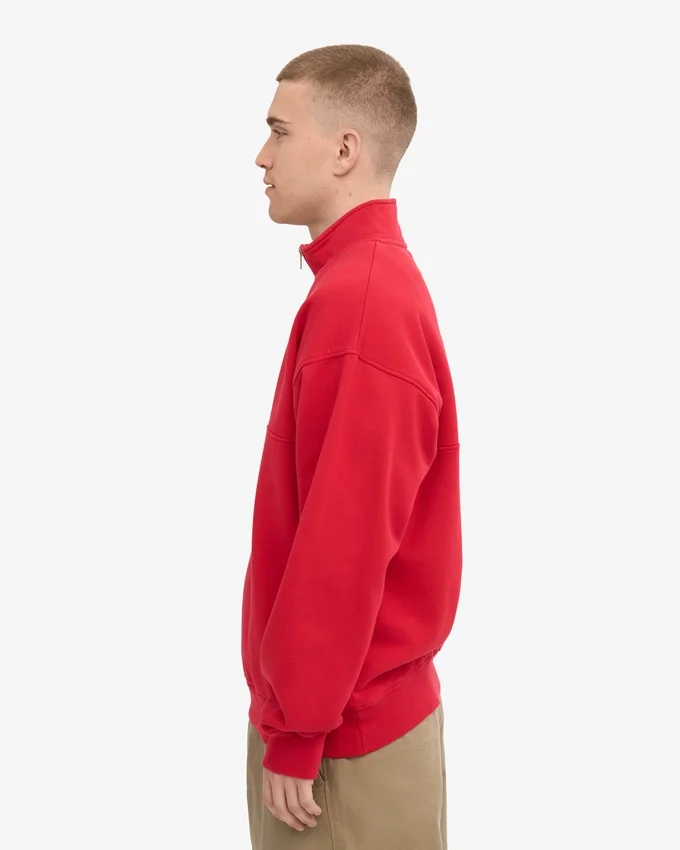 Bio-Pullover mit Troyer – Scharlachrot