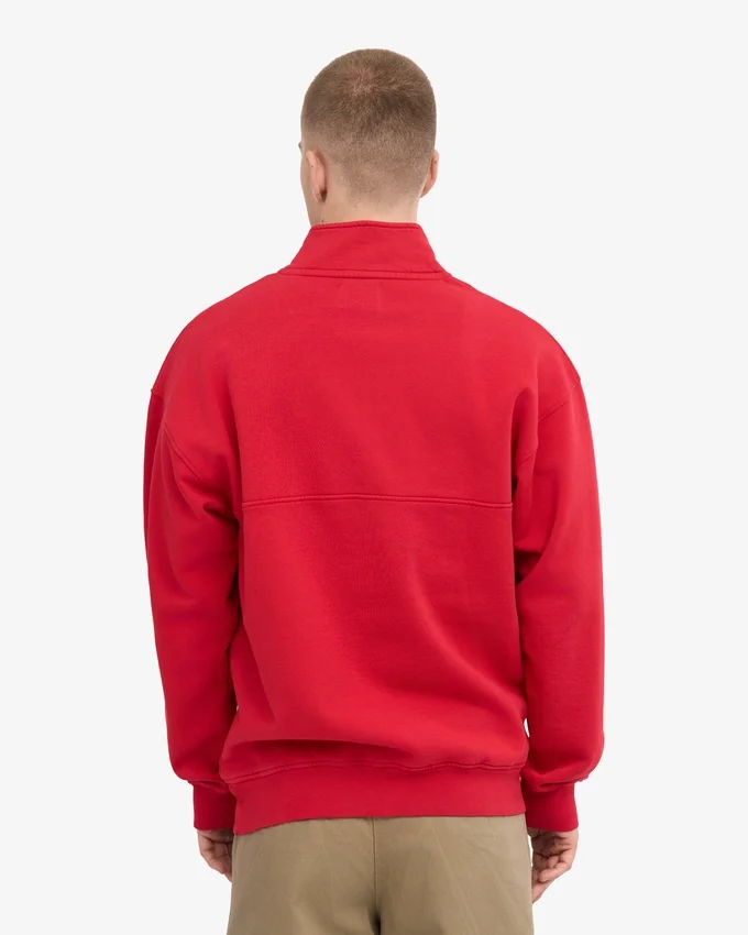 Bio-Pullover mit Troyer – Scharlachrot