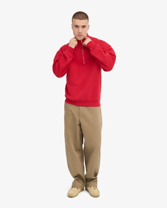 Bio-Pullover mit Troyer – Scharlachrot