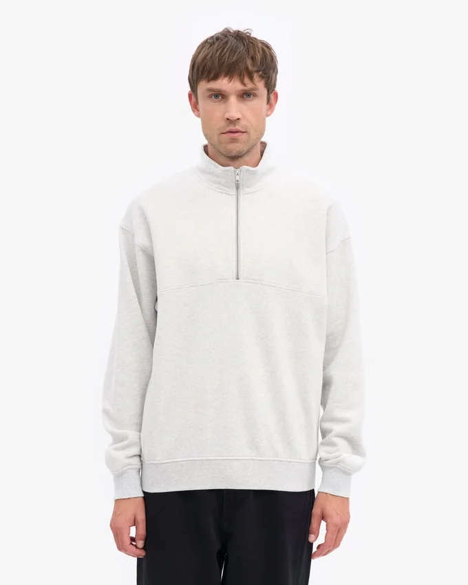 Bio-Pullover mit Troyer – Schneemelange