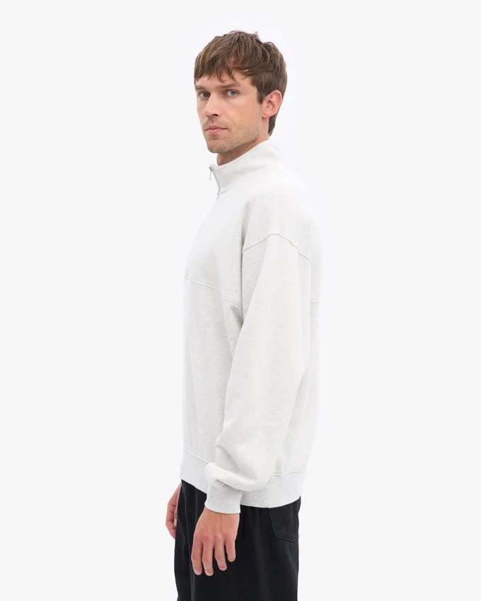 Bio-Pullover mit Troyer – Schneemelange