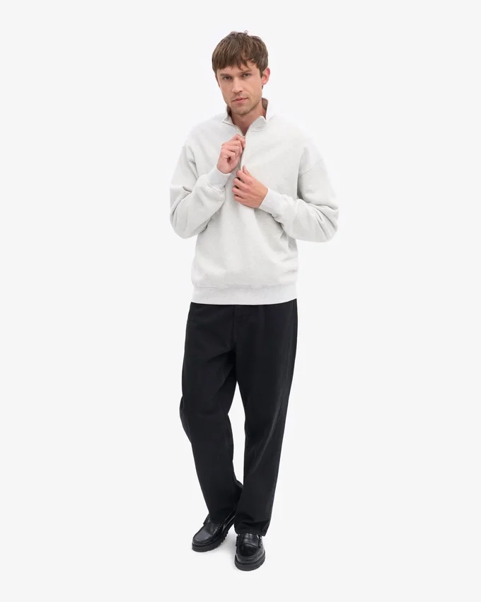 Bio-Pullover mit Troyer – Schneemelange