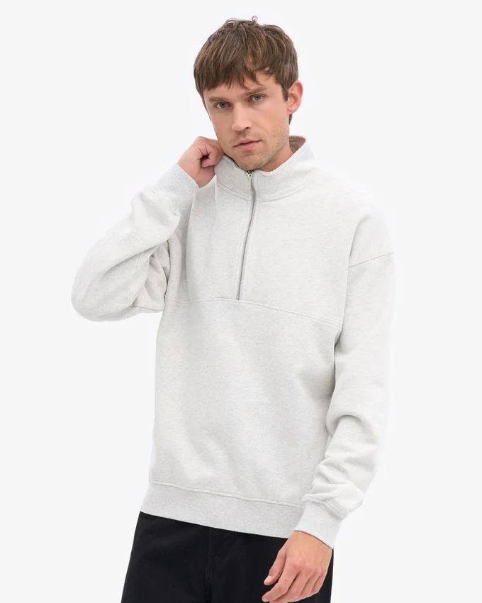 Bio-Pullover mit Troyer – Schneemelange