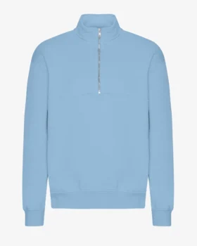 Bio-Pullover mit Troyer – Seaside Blue