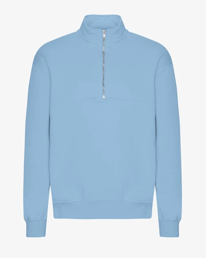 Bio-Pullover mit Troyer – Seaside Blue