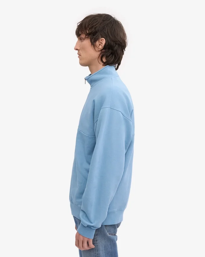 Bio-Pullover mit Troyer – Seaside Blue