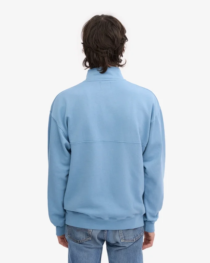 Bio-Pullover mit Troyer – Seaside Blue