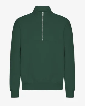Bio-Pullover mit Troyer – Smaragdgrün