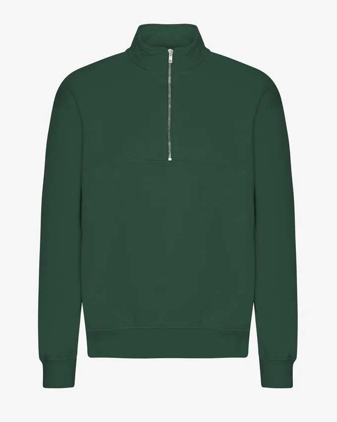 Bio-Pullover mit Troyer – Smaragdgrün
