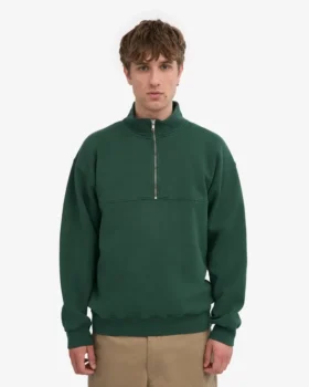 Bio-Pullover mit Troyer – Smaragdgrün