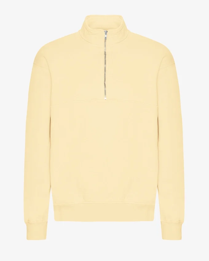 Bio-Pullover mit Troyer – Soft Yellow