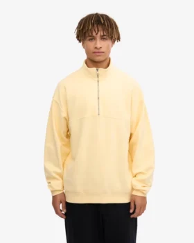 Bio-Pullover mit Troyer – Soft Yellow