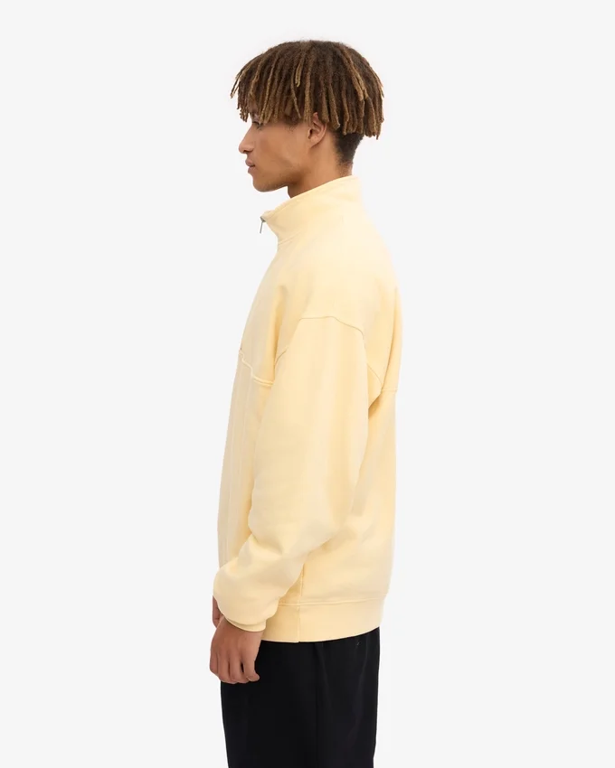 Bio-Pullover mit Troyer – Soft Yellow