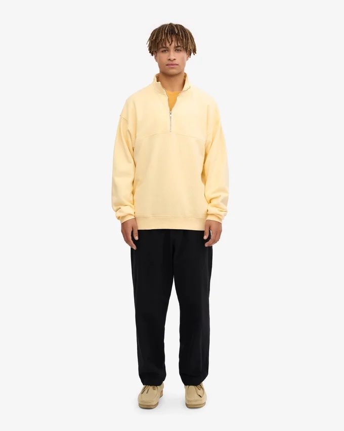 Bio-Pullover mit Troyer – Soft Yellow