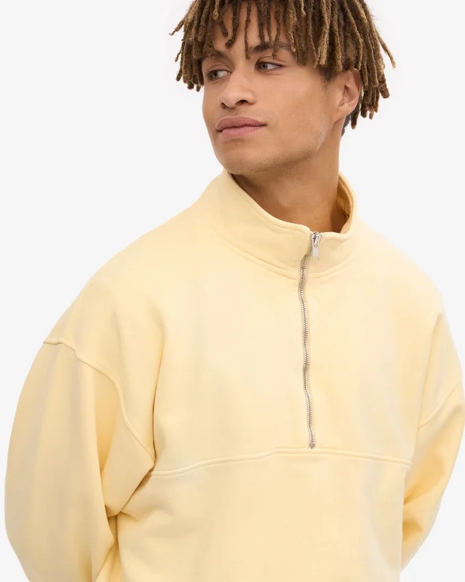 Bio-Pullover mit Troyer – Soft Yellow