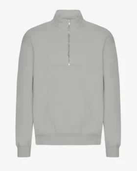Bio-Pullover mit Troyer – Stahlblau