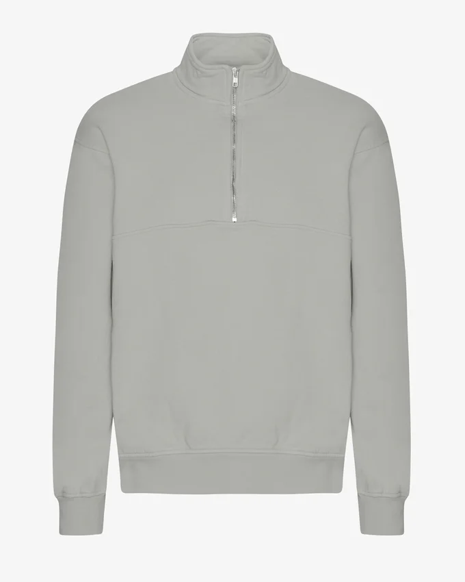Bio-Pullover mit Troyer – Stahlblau