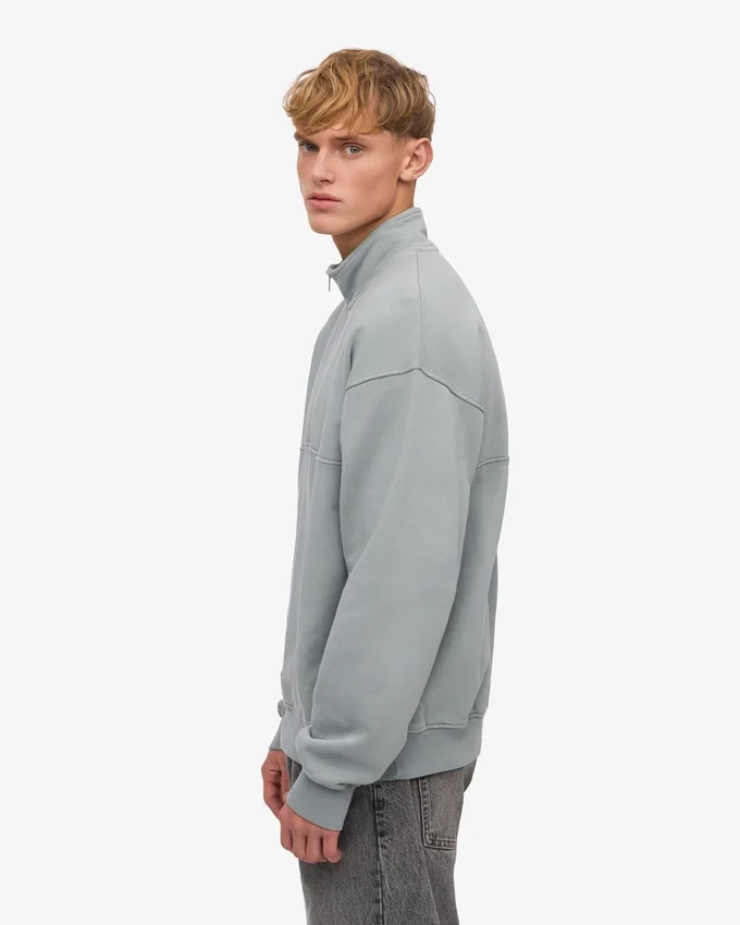 Bio-Pullover mit Troyer – Stahlblau