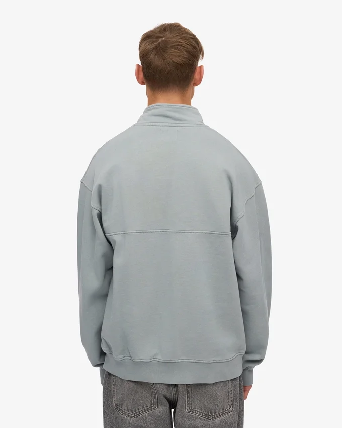 Bio-Pullover mit Troyer – Stahlblau