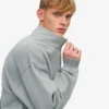 Bio-Pullover mit Troyer – Stahlblau