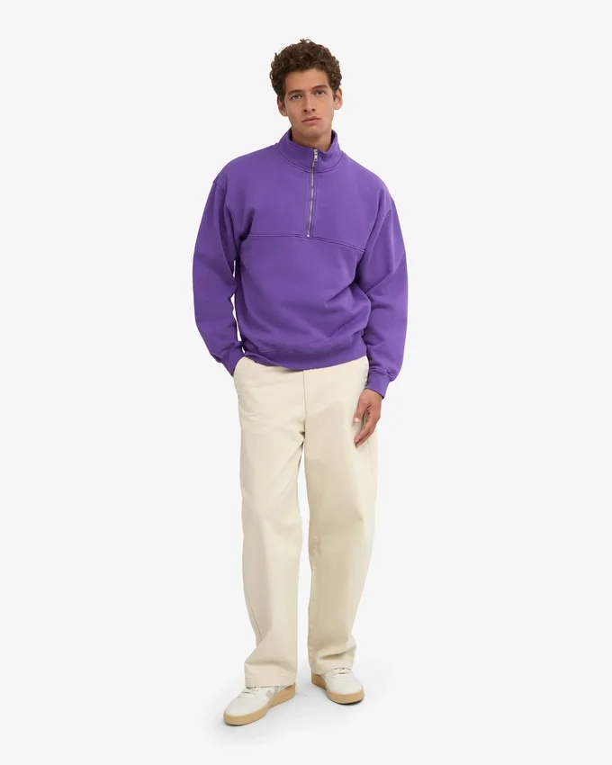 Bio-Pullover mit Troyer – Ultraviolett