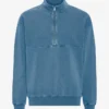 Bio-Pullover mit Troyer – verblasstes Indigo