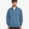 Bio-Pullover mit Troyer – verblasstes Indigo