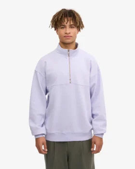 Bio-Pullover mit Troyer – Zartes Lavendel
