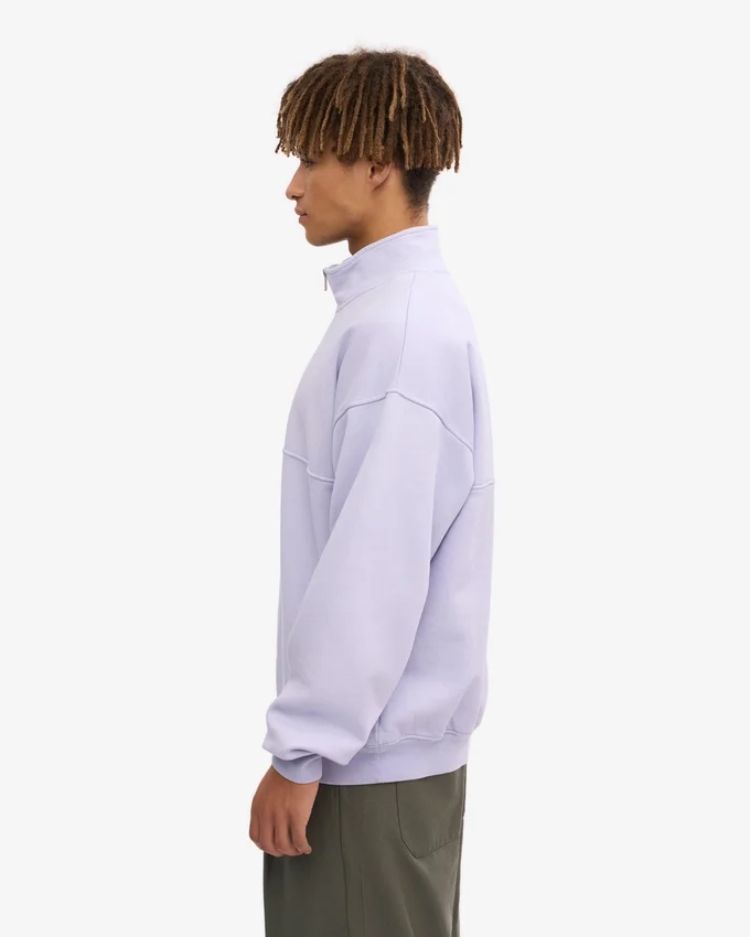 Bio-Pullover mit Troyer – Zartes Lavendel