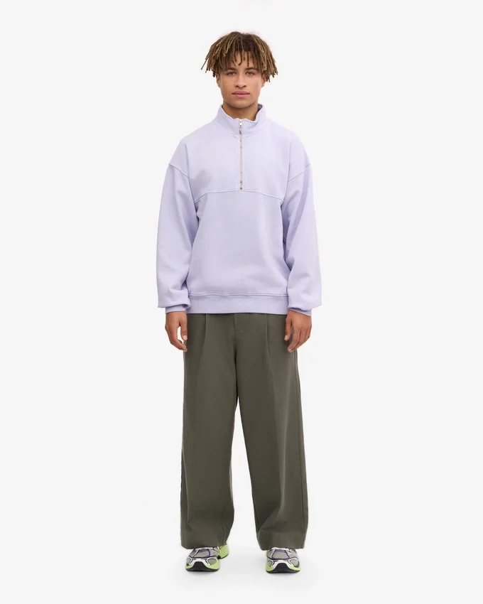 Bio-Pullover mit Troyer – Zartes Lavendel