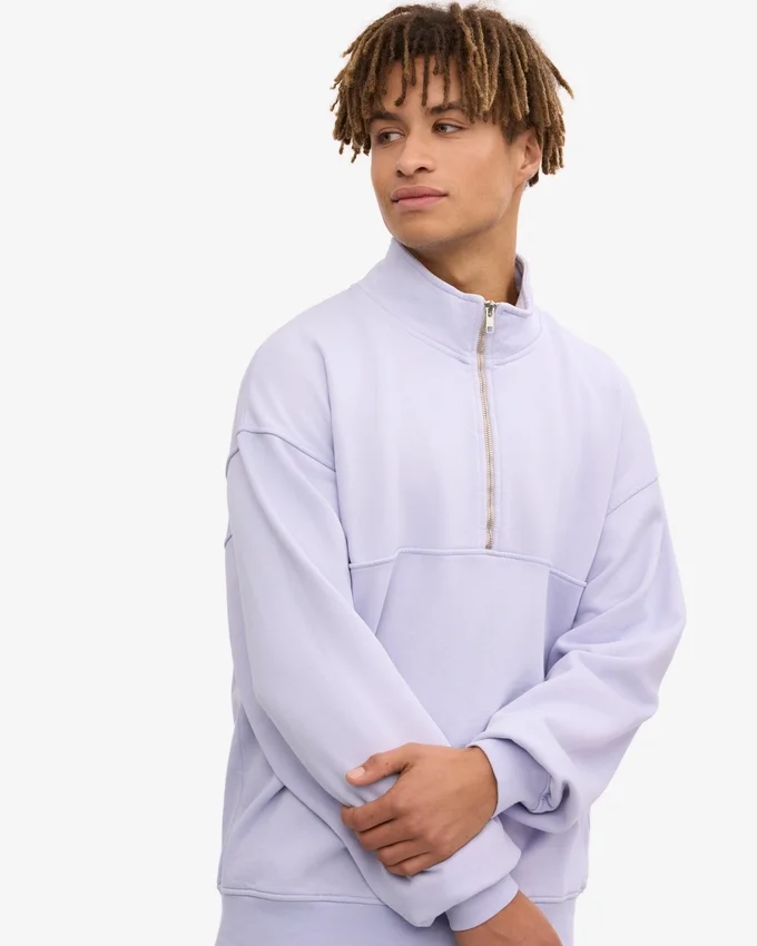 Bio-Pullover mit Troyer – Zartes Lavendel