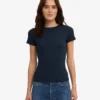 Bio-Ripp-T-Shirt – Marineblau