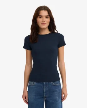 Bio-Ripp-T-Shirt – Marineblau