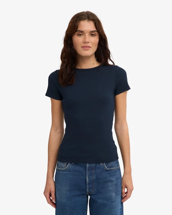 Bio-Ripp-T-Shirt – Marineblau
